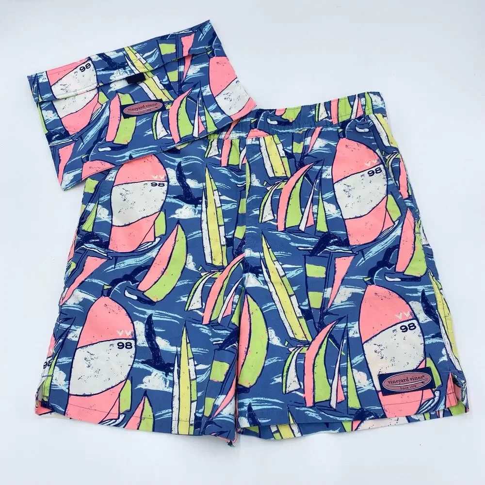 Vineyard Vines Men’s Multi-color Sailboats Prints Swim Trunks Size M